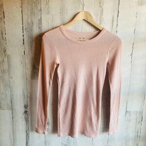 NWOT Three Dots Waffle Knit Top XS Blush Pink Supima Modal Long Sleeve    Appro